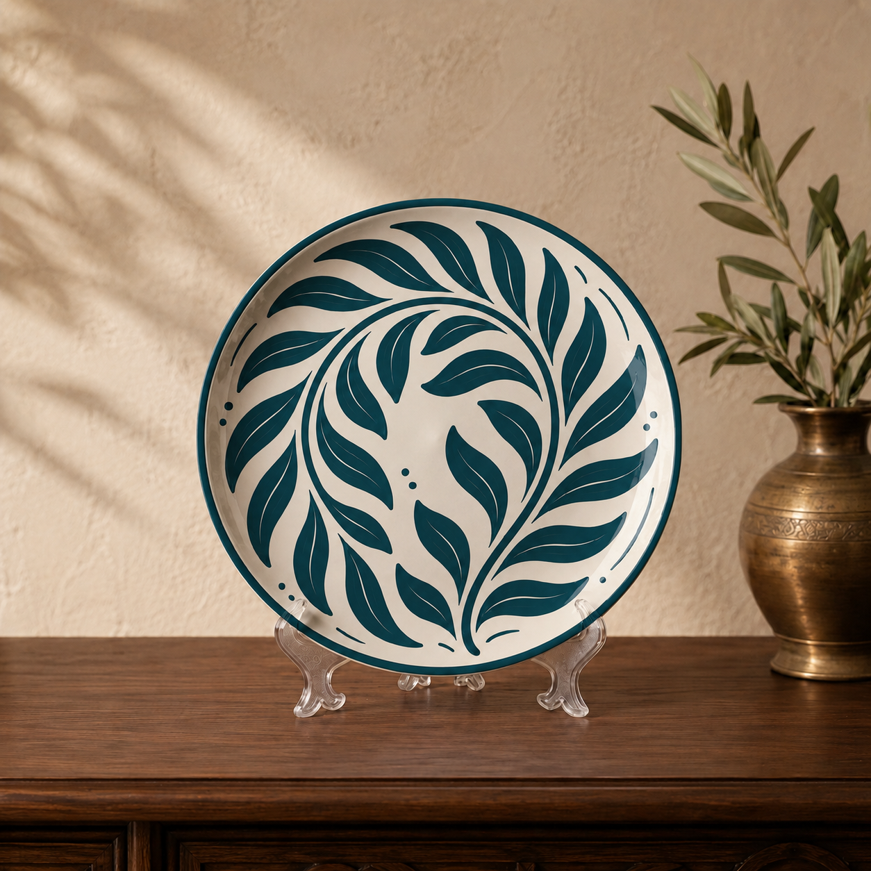 Close-up detail of the Natural Movement wall plate, Purnam's Swaying Foliage collection