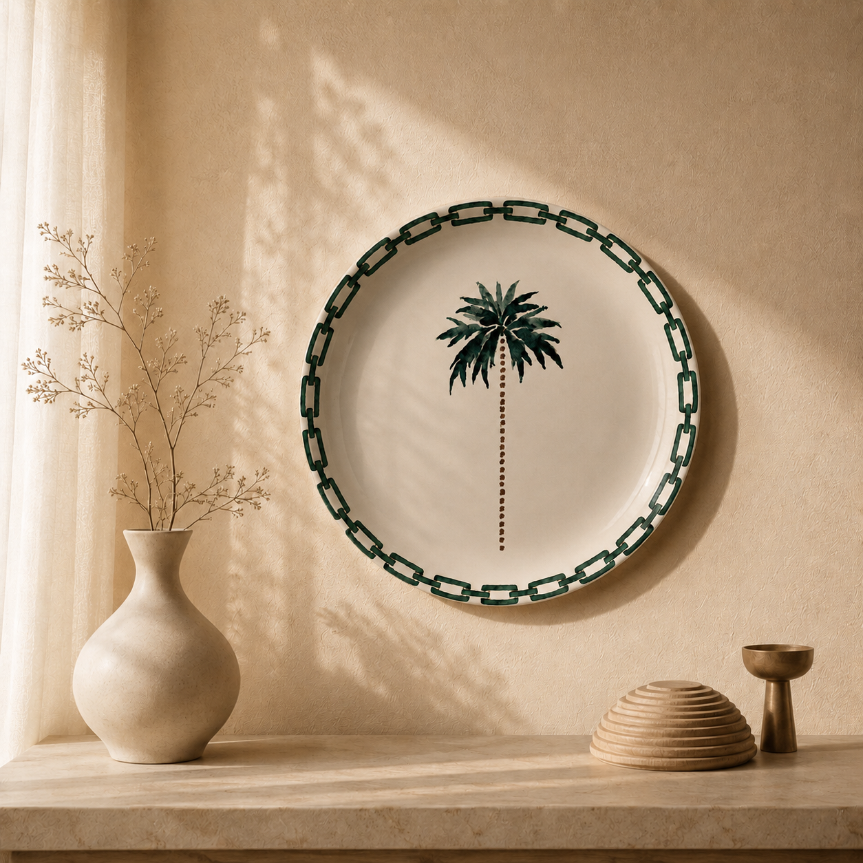 Garden Reverie wall plate from Purnam's Sylvan Courtyard collection, front view