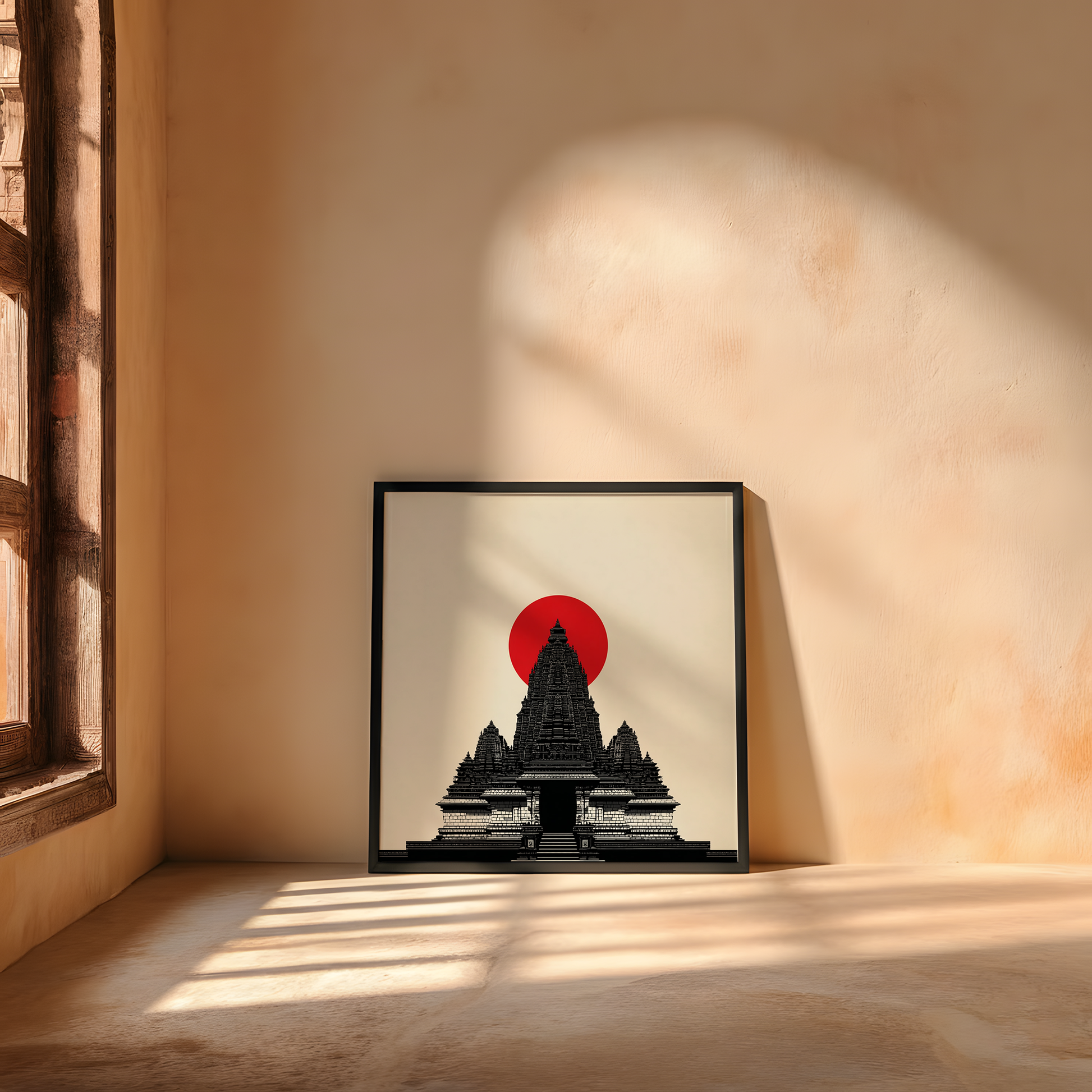 Golden Devotion wall art from Purnam's Temple Sun collection, alternate view