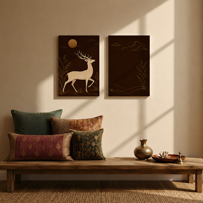 Gallery wall art set from Purnam's The Stag collection, angled view