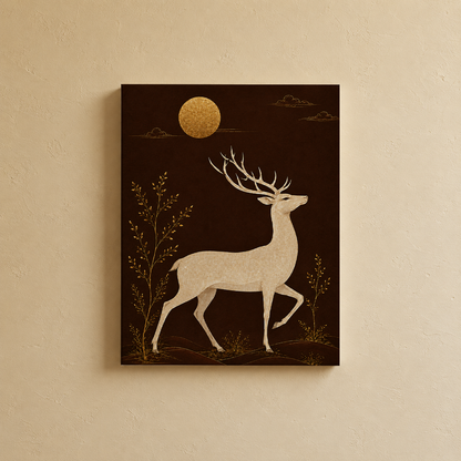 Close-up detail of the gallery wall art set, Purnam's The Stag collection
