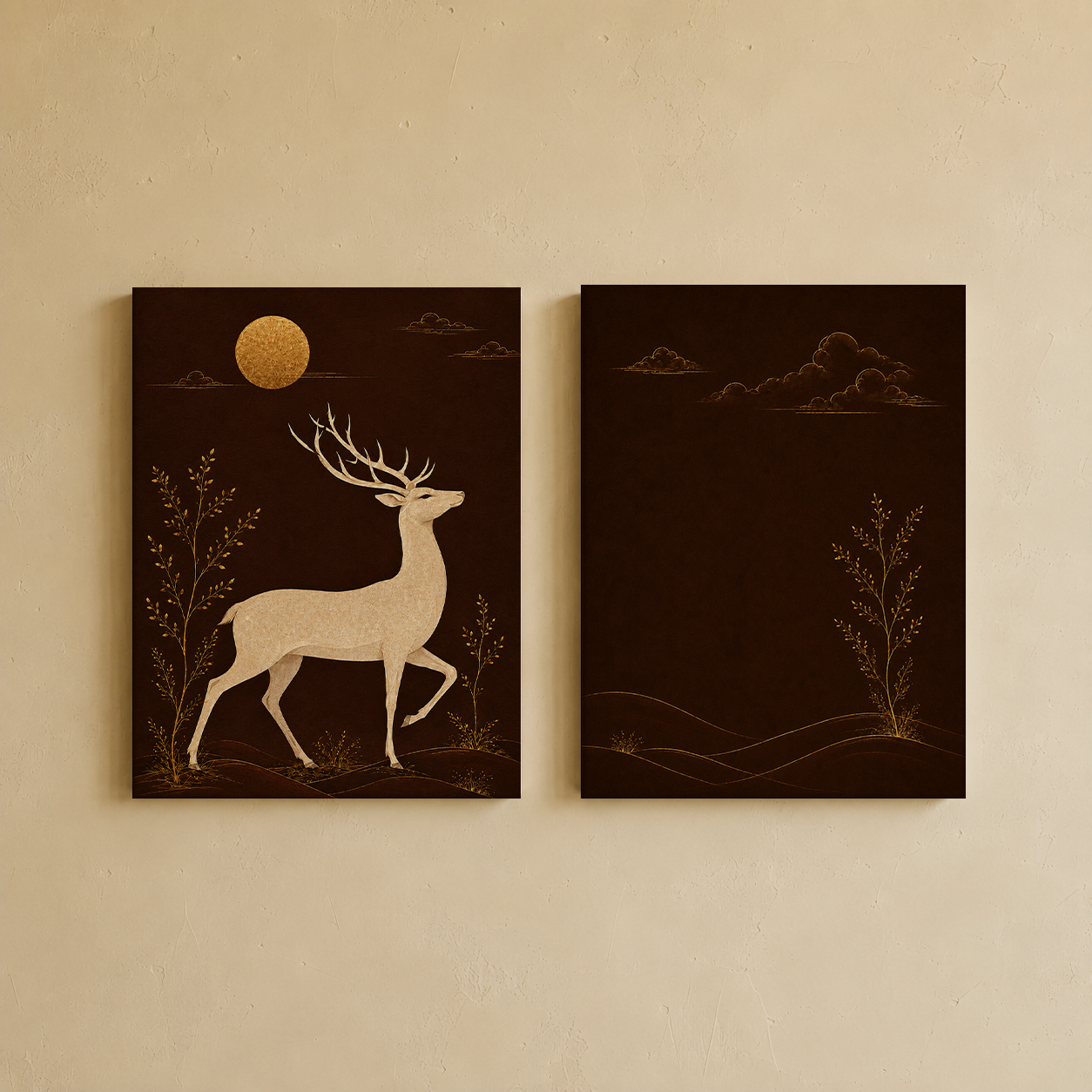 Gallery wall art set from Purnam's The Stag collection, front view