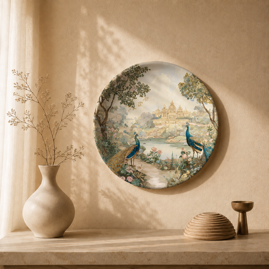 Rooted Nature ceramic wall plate from Purnam's Vana Vilas collection, front view
